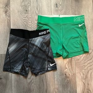 2 pack of Nike pro spandex shorts